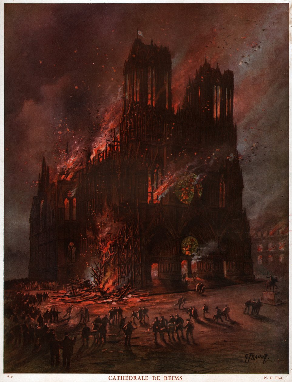 Reims katedral i brand. Katedralen i Reims i brand. af Unknown