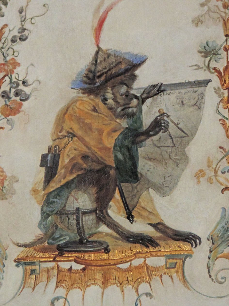 Chantilly, Chateau: En detalje af udsmykningen i Grande Singerie af Christophe Huet, 1737 af Unknown