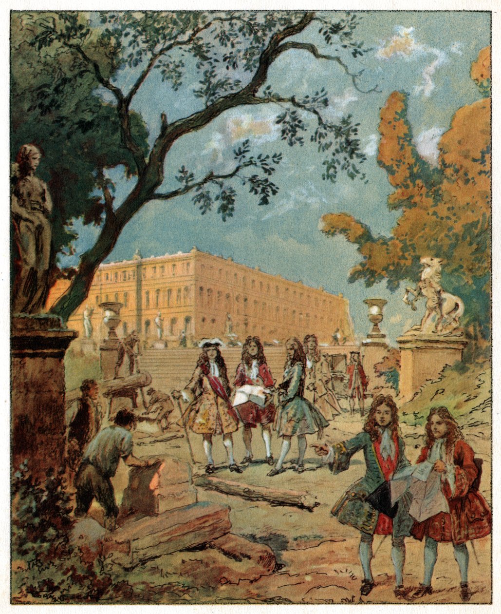 Opførelse af Versailles-slottet. Bygning af slottet de Versailles. af Unknown