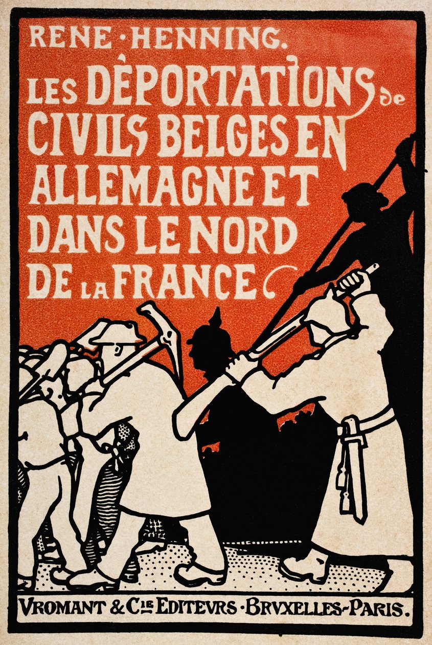 Forside af Deportations de Civils Belges i Tyskland og Nordfrankrig af Rene Henning, udgivet af Vromant et Cie, Bruxelles-Paris, 1919 af Unknown