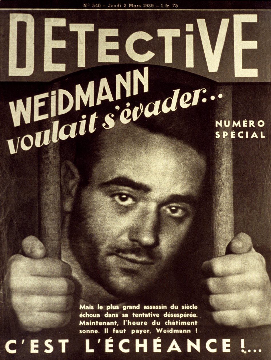 Forside af papir Detektiv 2. marts 1939: Eugene Weidmann (1908-1939) morder, der vil blive henrettet den 17. juni 1939 (den sidste person, der blev offentligt henrettet i Frankrig) af Unknown