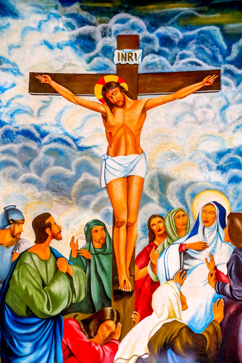 Korsfæstelsesfresko i Risen Christ de Hedzranawoe katolske sognekirke, Lomé, Togo. af Unknown