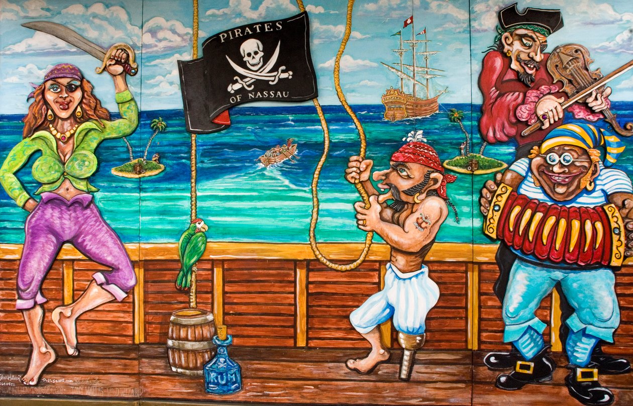 Dekoreret malet på ydersiden af Pirate Museum, Bahamas af Unknown