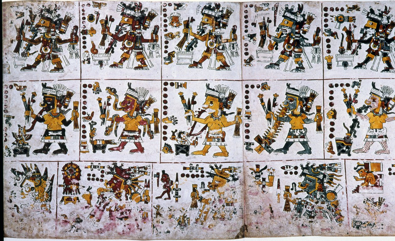 Udsnit fra en faksimilekopi af en side i Codex Borgia, der viser Ciuteteoh