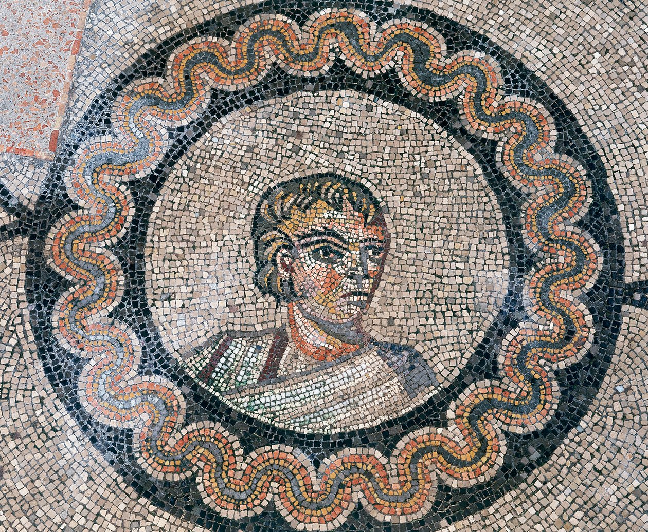 Detalje af gulvet i den tidlige kristne basilika i Aquileia, Udine af Unknown