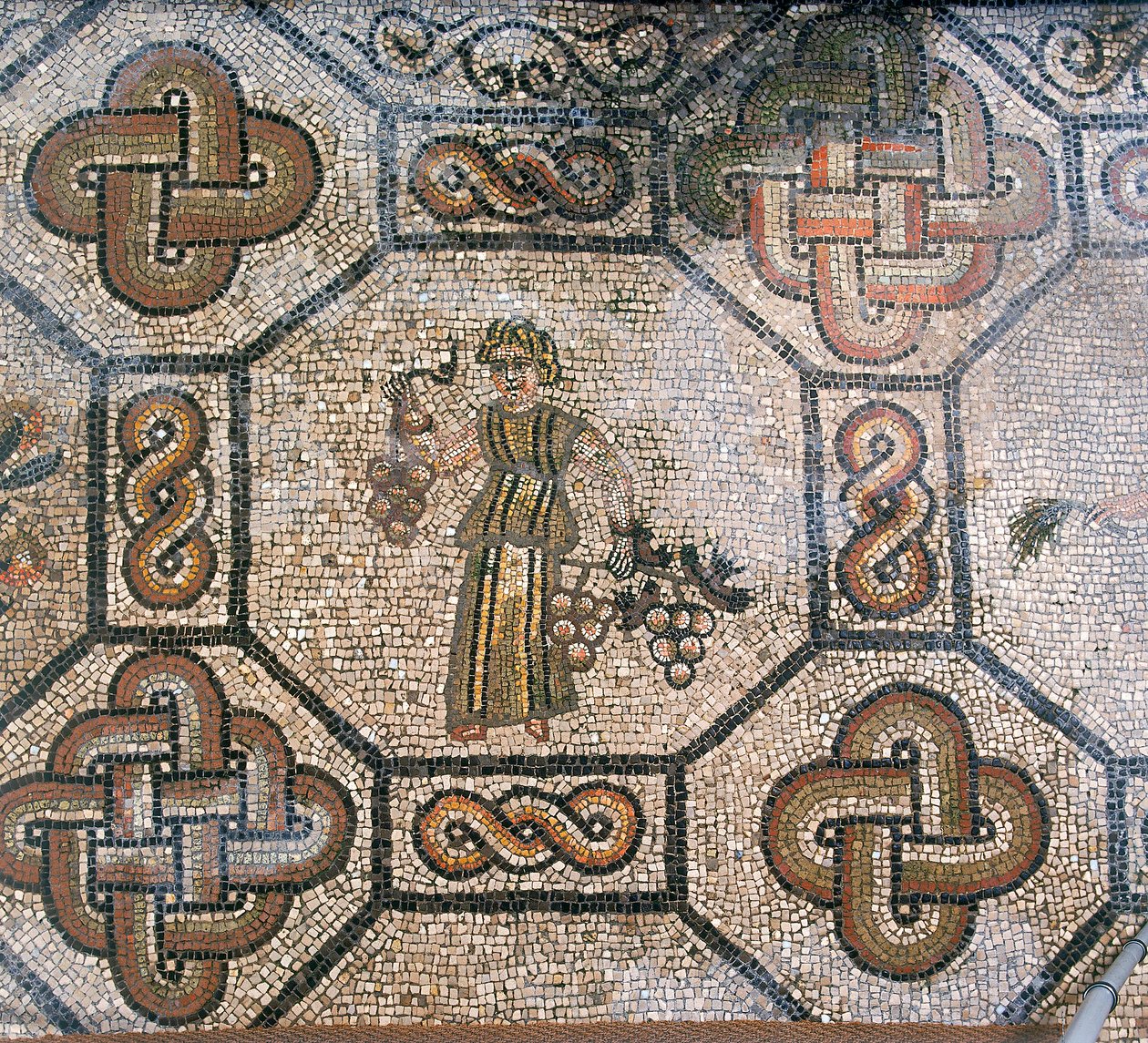 Detalje af gulvet i den tidlige kristne basilika i Aquileia, Udine af Unknown
