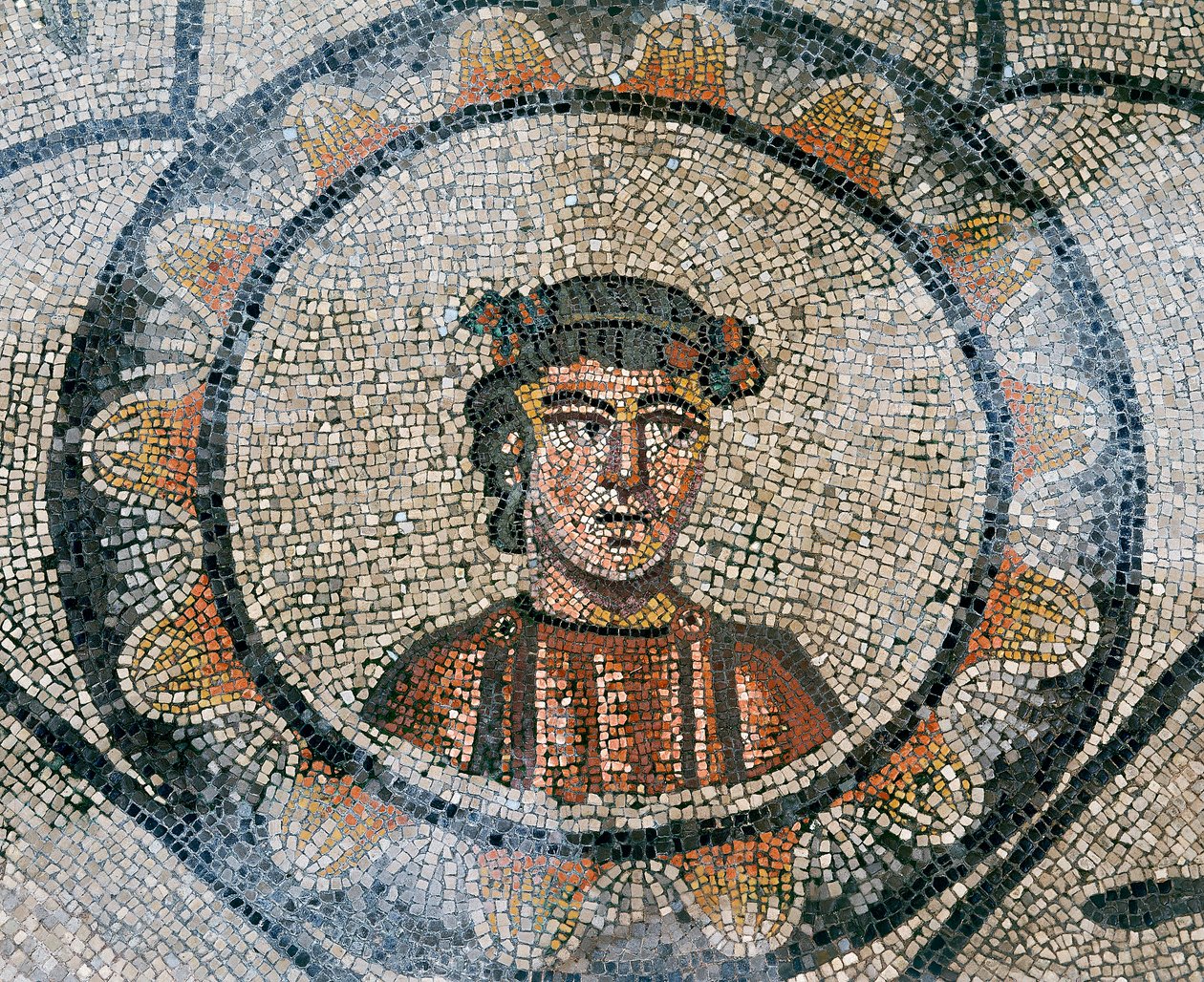 Detalje af gulvet i den tidlige kristne basilika i Aquileia, Udine af Unknown