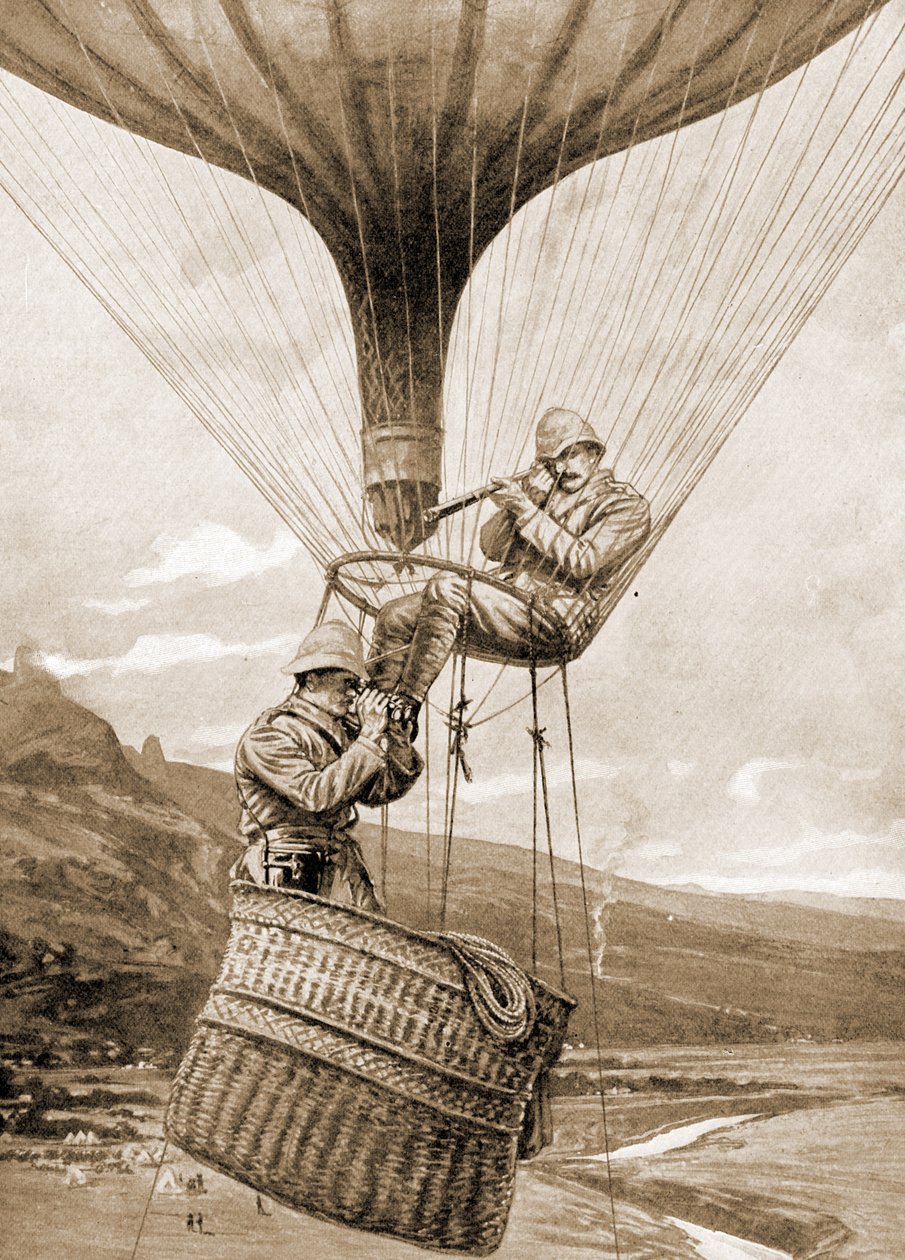 Leder fremrykningen på Potgieters Drift fra ballonen, Colenso, Natal, Sydafrika af Unknown