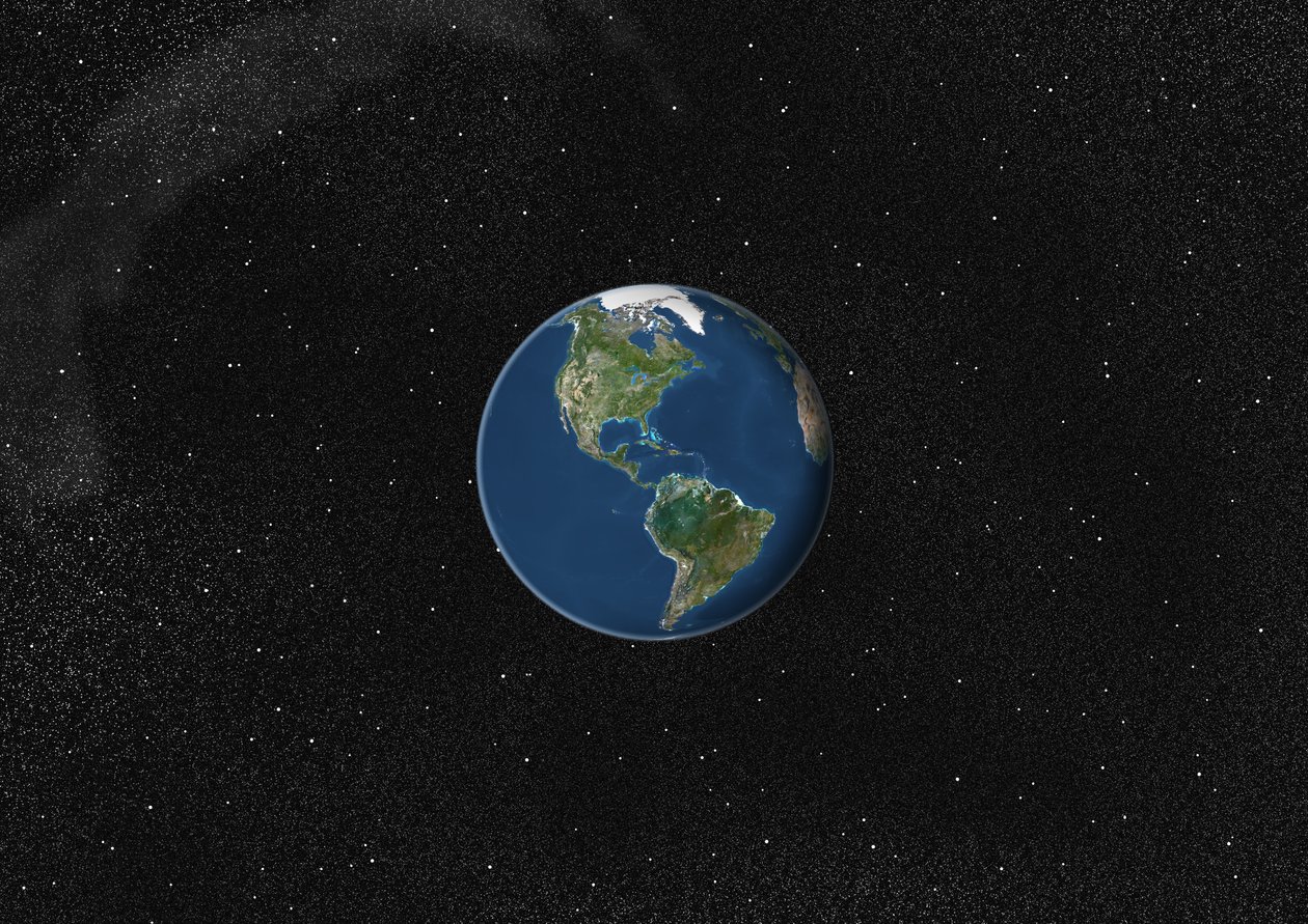 Globus centreret om Amerika, ægte farvesatellitbillede af Unknown