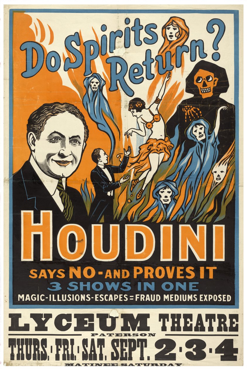 Harry Houdini, vender ånden tilbage? ca. 1909 af Unknown