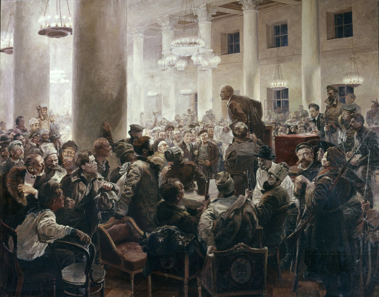 Lenin Taler ved All-Union Russian Congress of Sovjet af I, A, Serebryany, Central Lenin Museum, Leningrad, Møde V, I, Lenin med N, K, Krupskoy. af Unknown