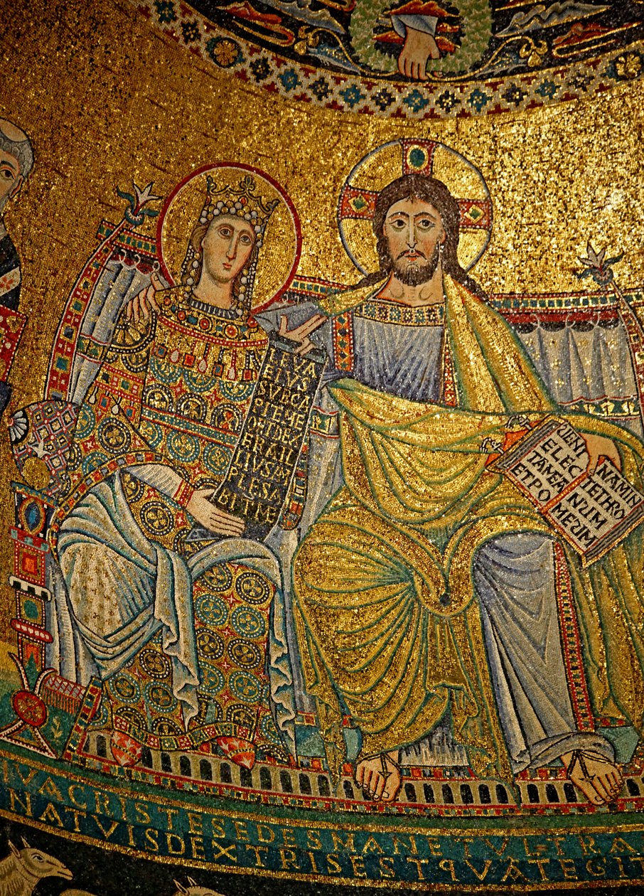 Mosaik i Apsis med Kristus og Jomfru Maria af Unknown