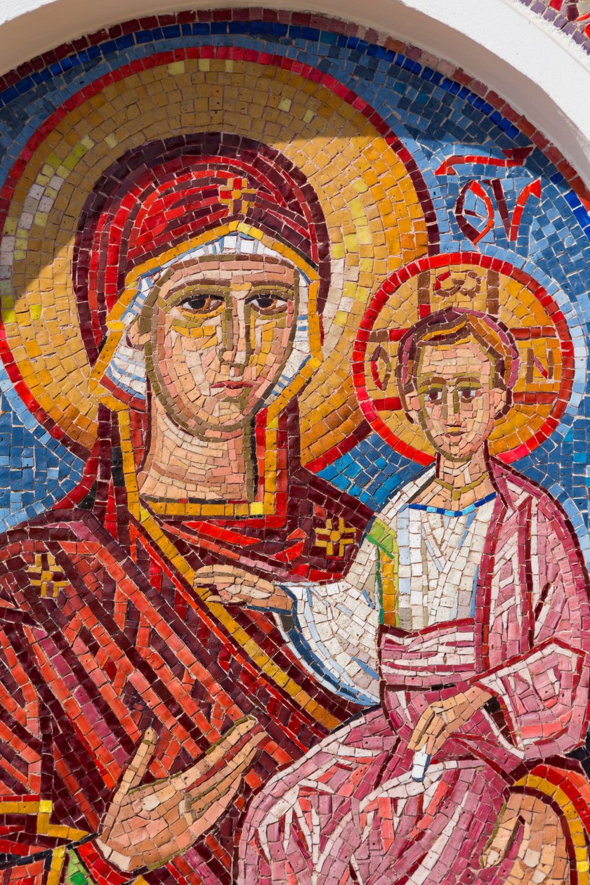 Mosaik af Jomfruen og Barnet i Manastir Ostrog, Montenegro af Unknown