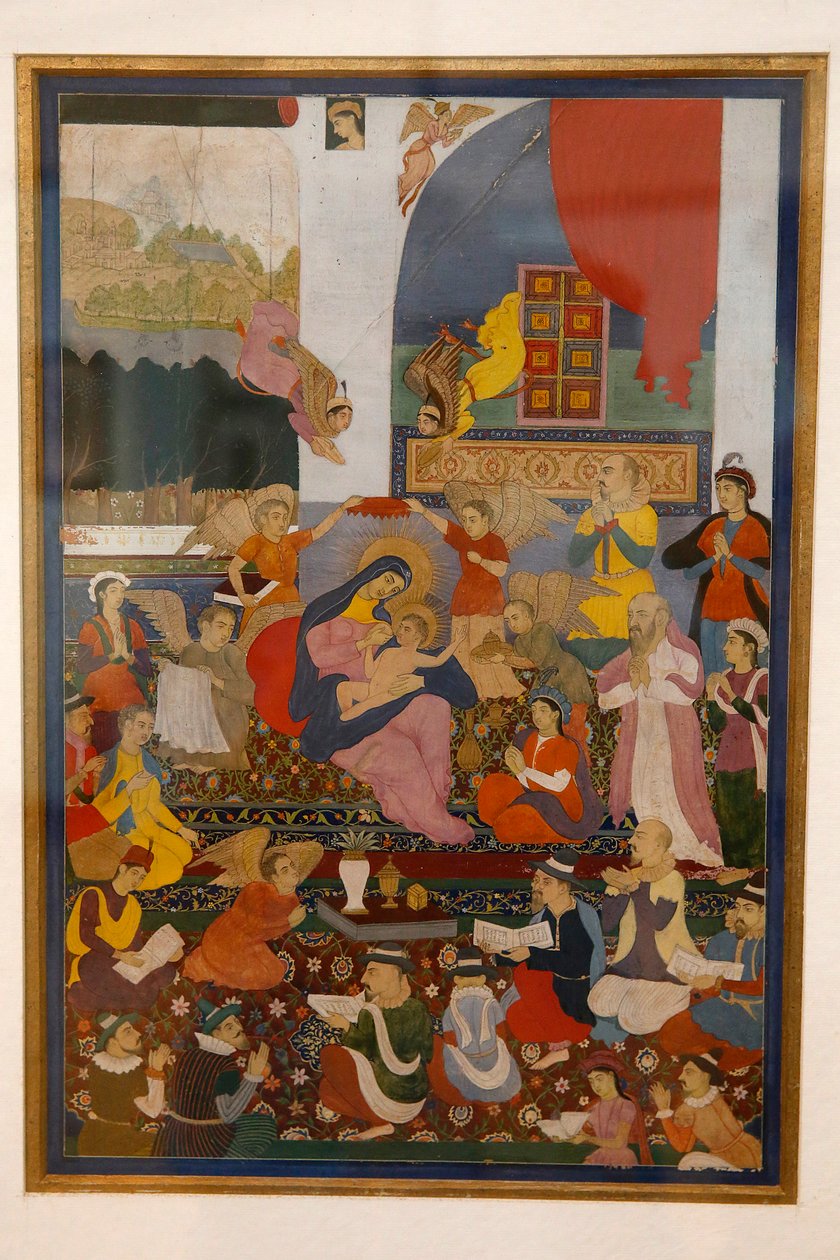 Indiens nationalmuseum, Delhi, Miniature, der forestiller Jomfru Maria, der ammer Jesus, Indien af Unknown