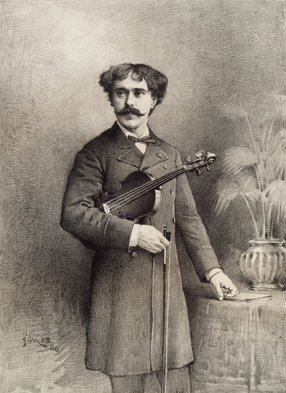 Paul af Sarasate. holder violin. af Unknown
