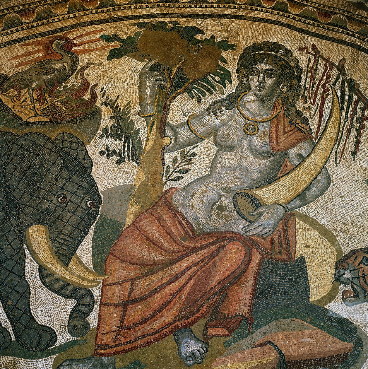 Personificering af Armenien mellem en elefant og en tiger, Mosaik, Villa of Casale, Piazza Armerina, Enna af Unknown