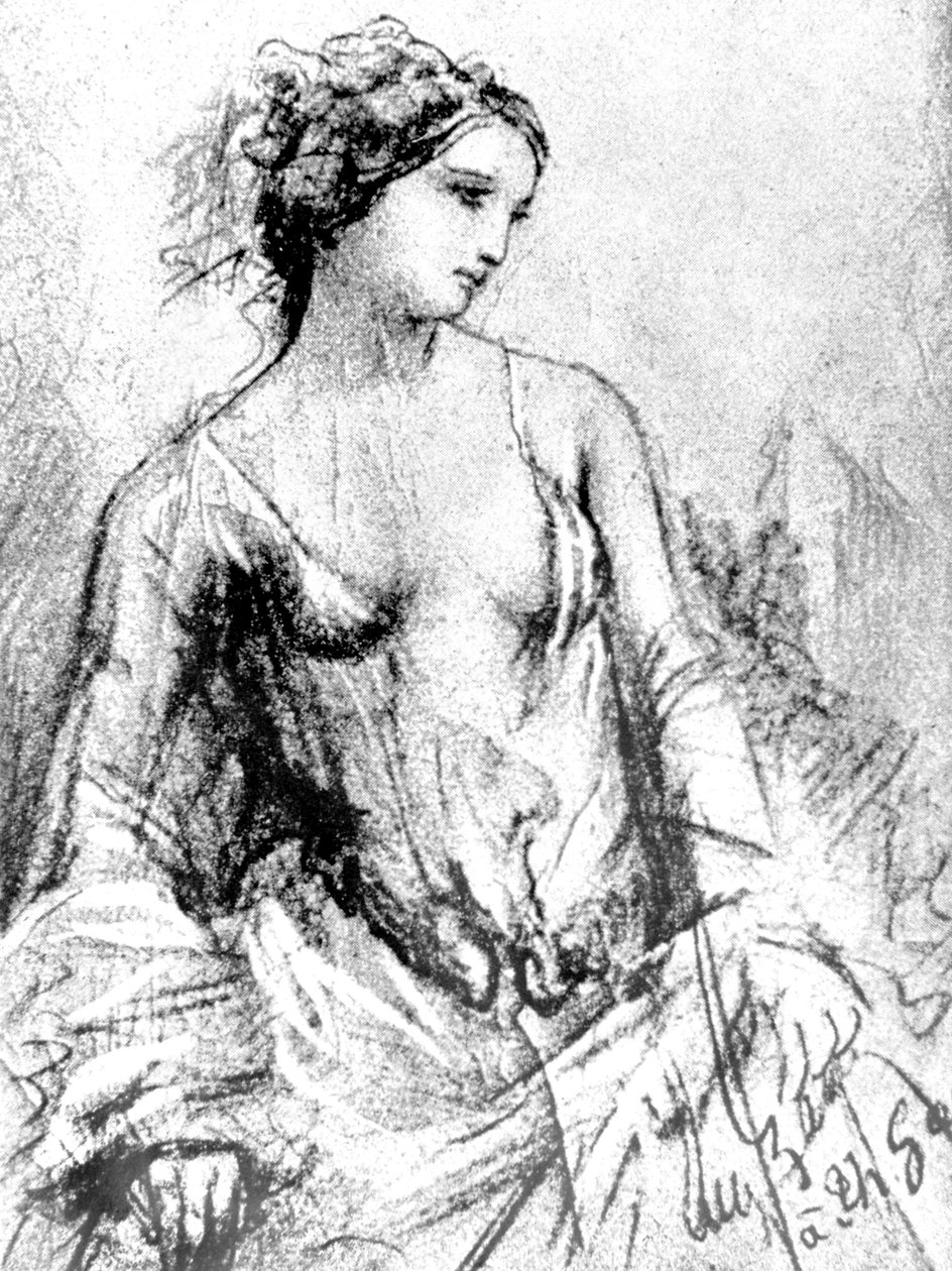 Portræt af Apollonie Sabatier, som var Baudelaires elskerinde i 1852, tegning af Unknown