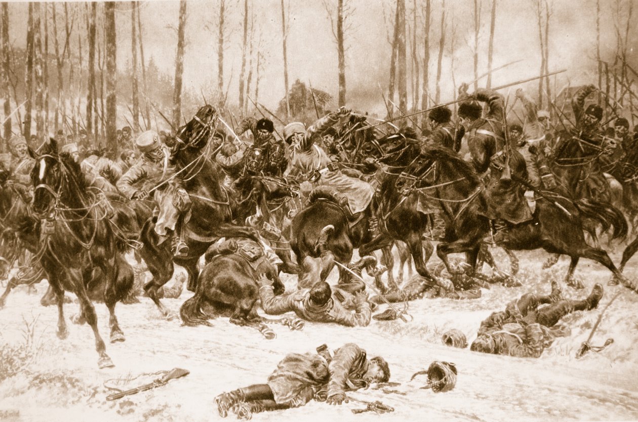 Preussisk kavaleri mod kosakker fra Dons: heftigt møde på Dnestr, 1914-19 af Unknown