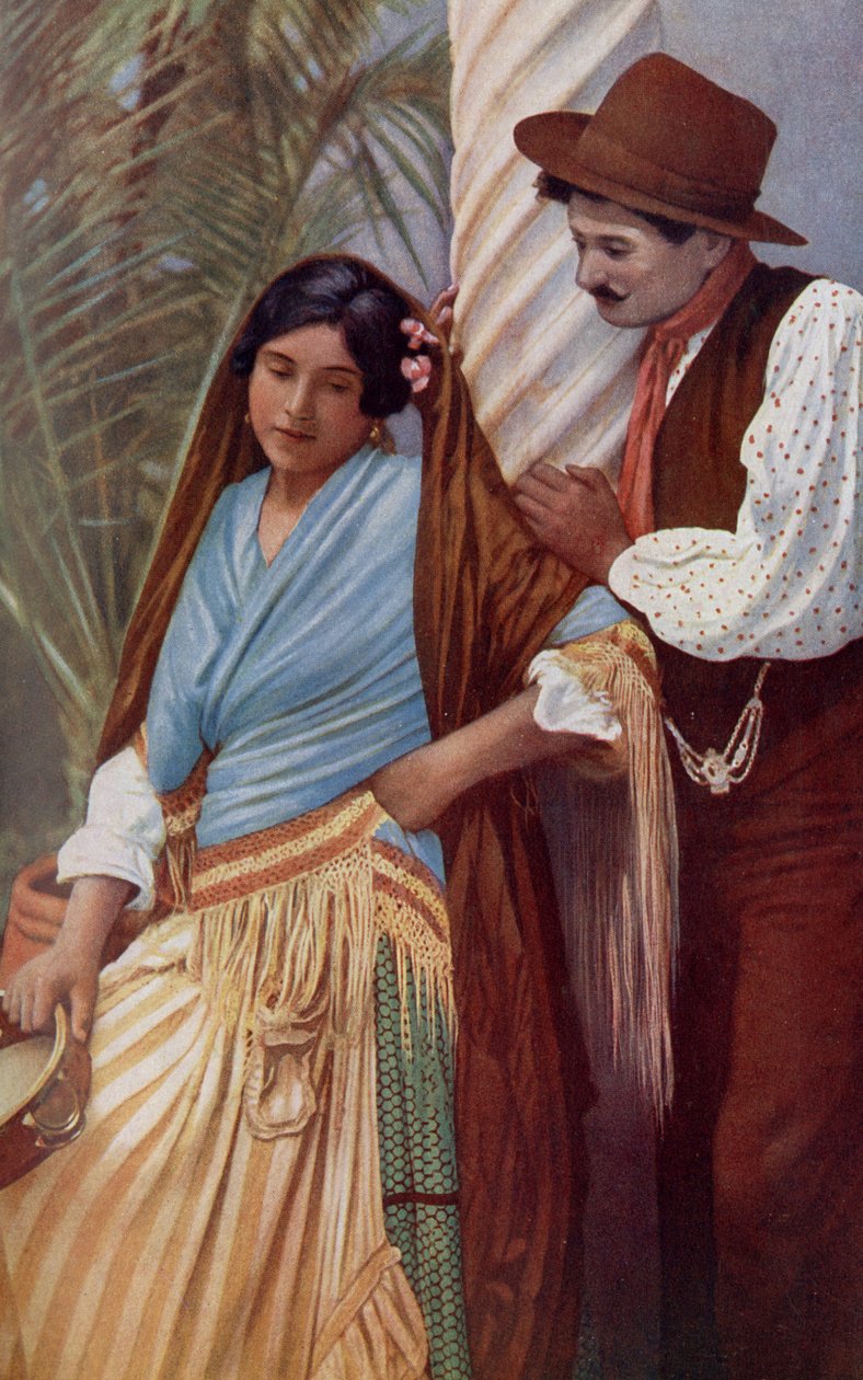Spanien. Ungt par spanske i karakteristisk tøj. 1920 af Unknown