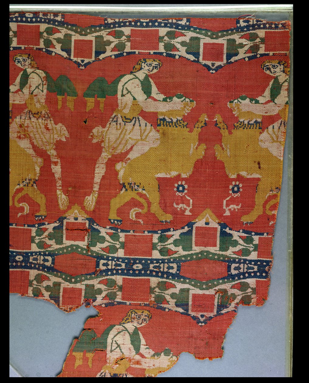 Taming of the Wild Animal, byzantinsk gobelinfragment, 6.-7. århundrede (silke) af Unknown