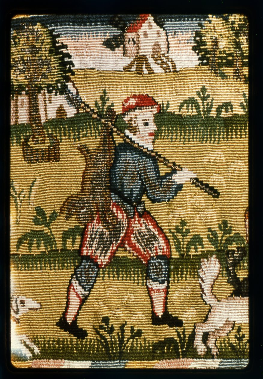 Tapestry-kappe, der viser jagtscener, engelsk, Sheldon, begyndelsen af det 17. århundrede af Unknown