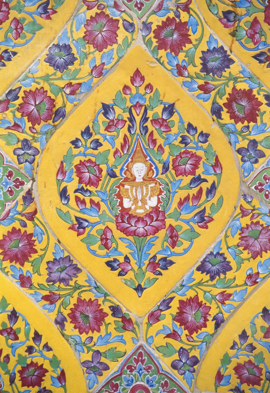 Thailand, Wat Rajabhofit, buddhistisk tempel, Courful flisedetalje af Unknown