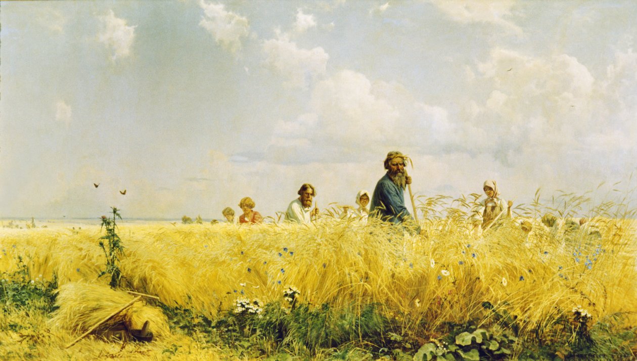 Plæneklipperne et maleri af livegne af Grigory Miasoyedov, 1887. af Unknown