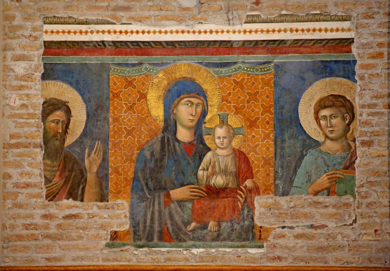 Jomfruen og barnet med Johannes Døberen og Johannes, i kapellet i Saint Pasqual Baylon af Unknown