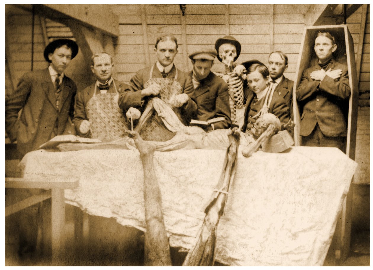 Victorianske medicinstuderende med kadavere, ca. 1890 af Unknown
