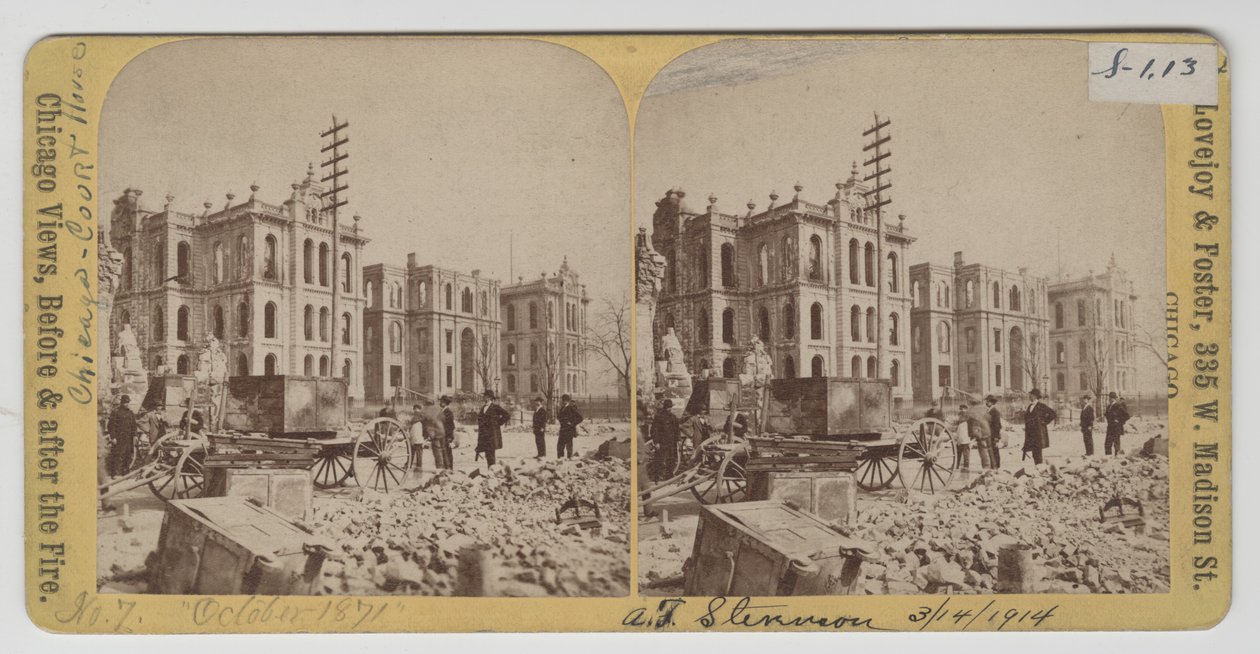 Cook County Court House og Rådhus efter Chicago-branden i 1871 af American Photographer