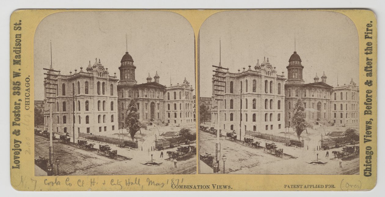 Cook County Court House og Rådhus før Chicago-branden i 1871 af American Photographer