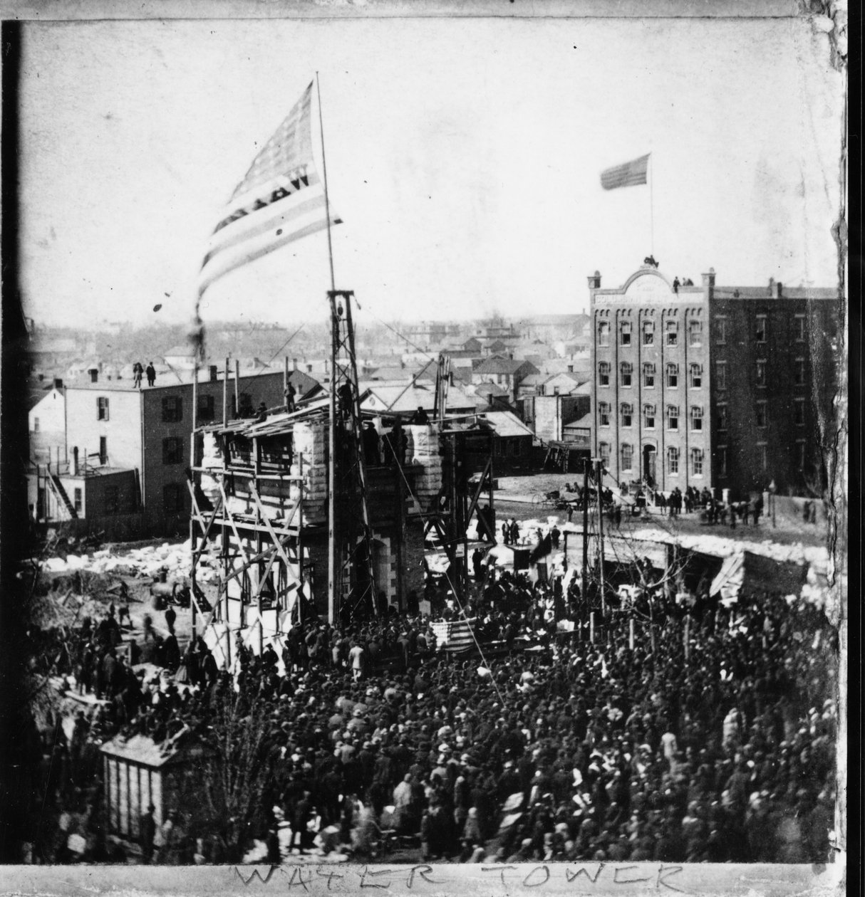Nedlæggelse af hjørnestenen til Chicago Water Tower, 25. marts 1867 af American Photographer