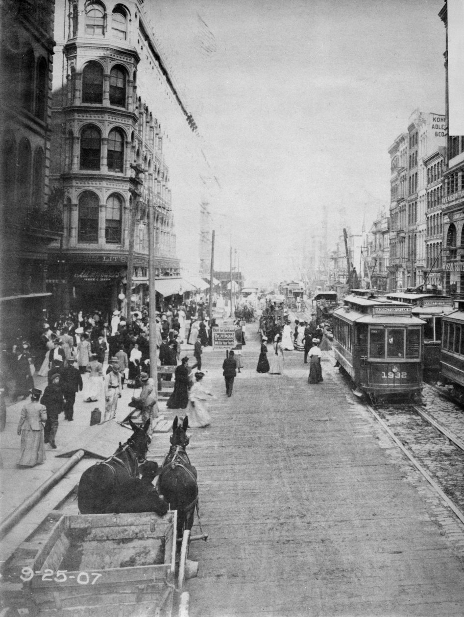 Market Street, der kigger mod øst fra 7th Street, Philadelphia, 1907 af American Photographer
