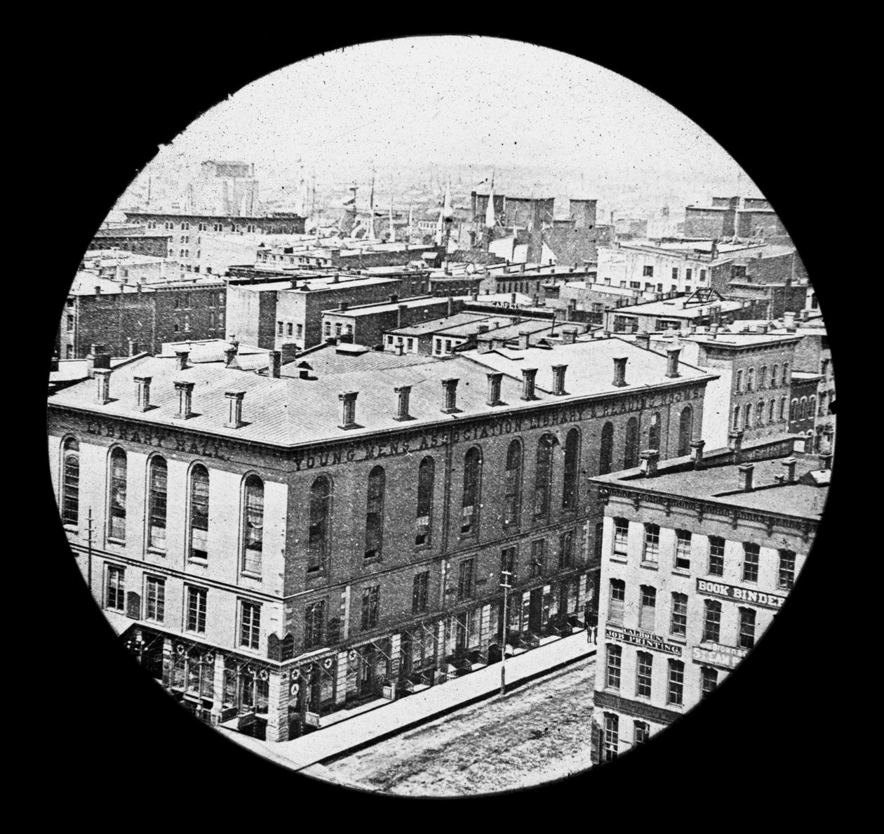 Nordvestudsigt fra retsbygningen før Chicago-branden i 1871 af American Photographer