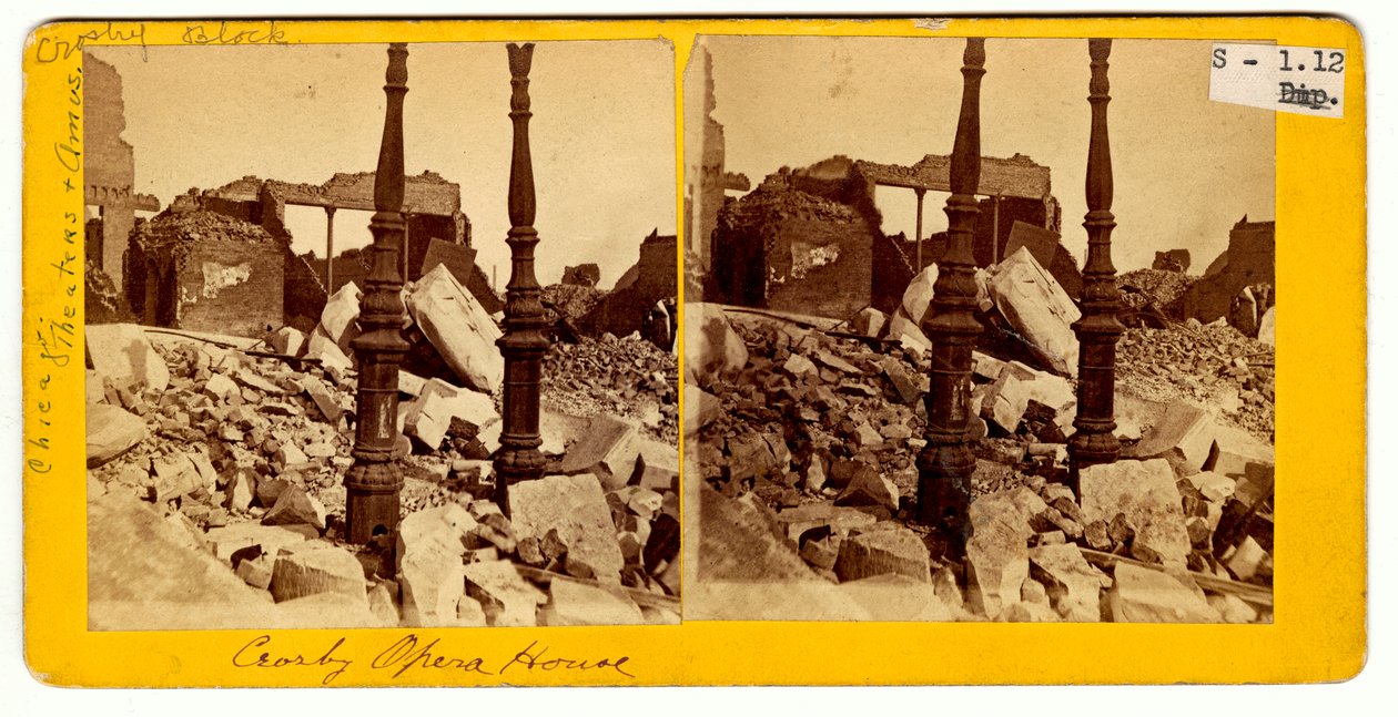 Ruinerne af Crosby Opera House efter den store brand i Chicago, 1871 af American Photographer