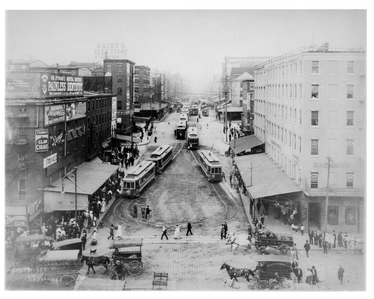 Trolley Turn-A-Round på Market Street, Philadelphia, ca. 1910 af American Photographer