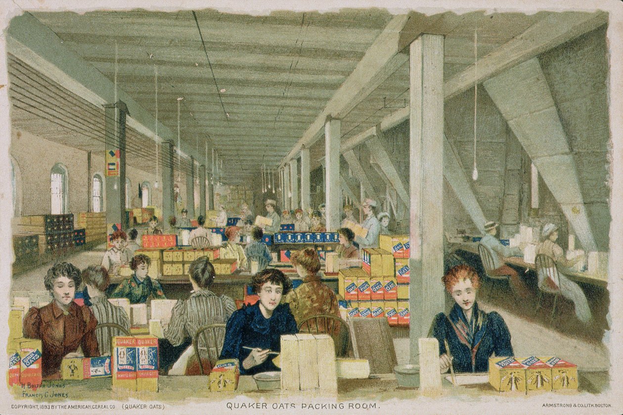 Et Quaker Oats-pakkerum, 1893 af American School
