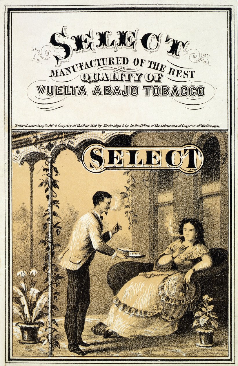 Annonce for Back Down Tobacco, pub. 1870 af American School