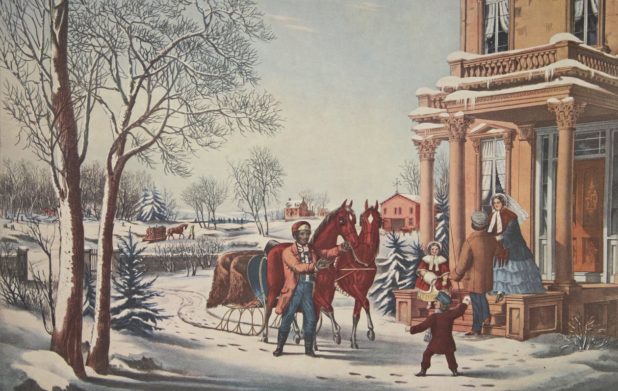 American Country Life, Pleasures of Winter, pub. 1855, Currier & Ives af American School