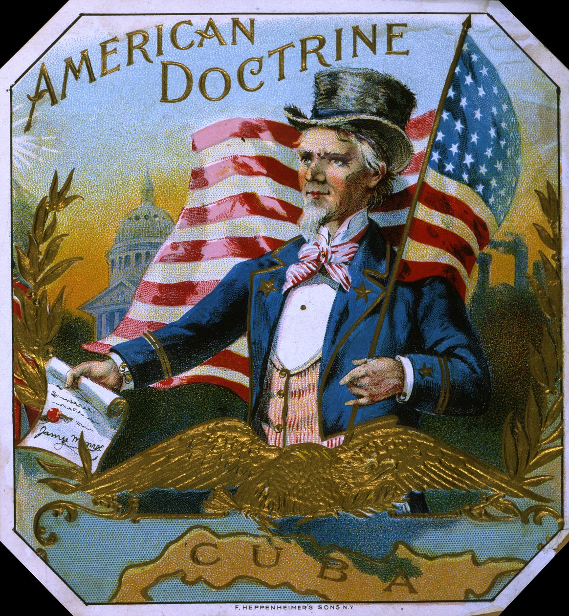 American Doctrine Cigar Box Label, ca. 1890
