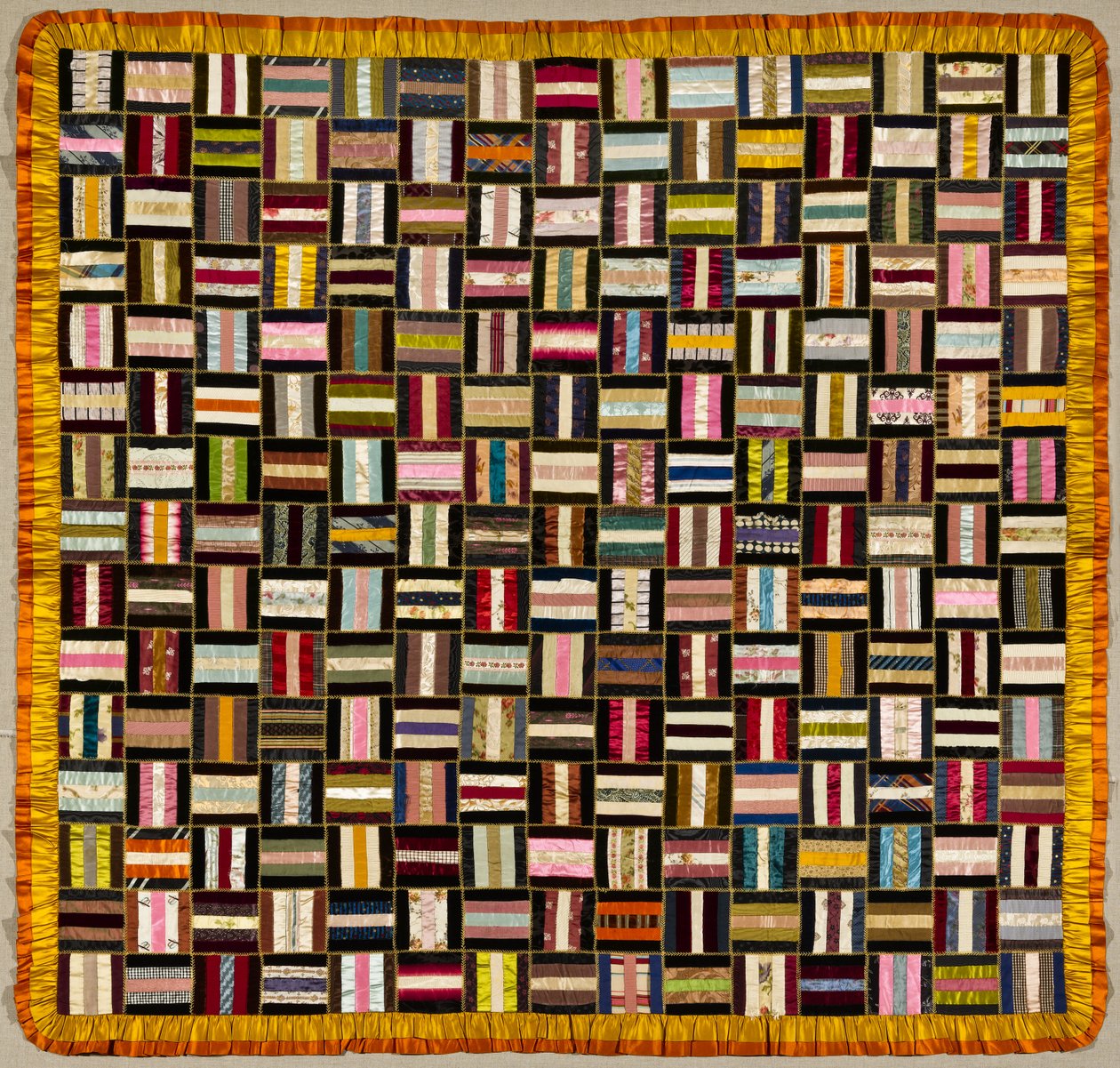 Bars Quilt, ca. 1880 (silke og fløjl) af American School