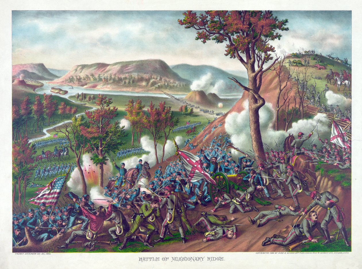 Slaget ved Missionary Ridge, pub. Kurz & Allison, 1886 af American School