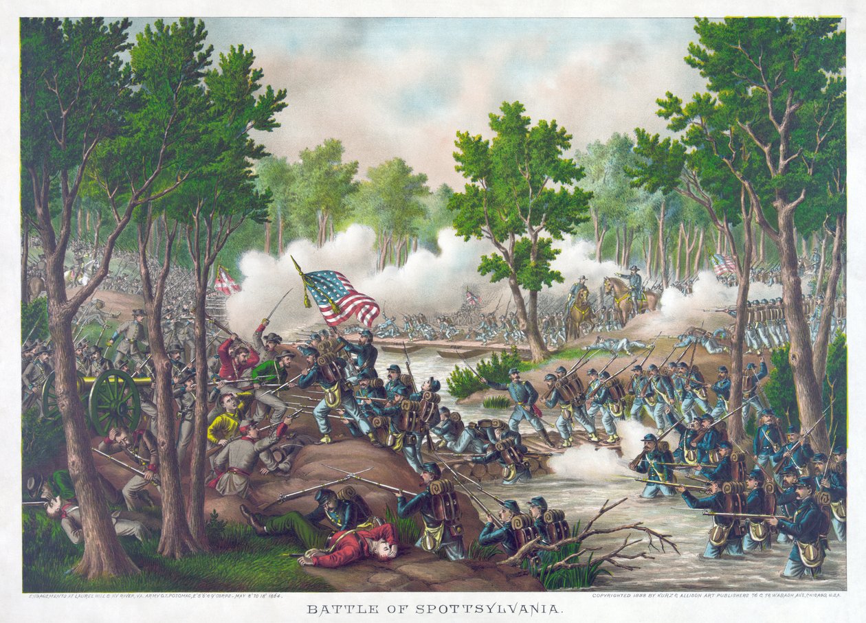 Slaget ved Spotsylvania, pub. Kurz & Allison, 1888 af American School
