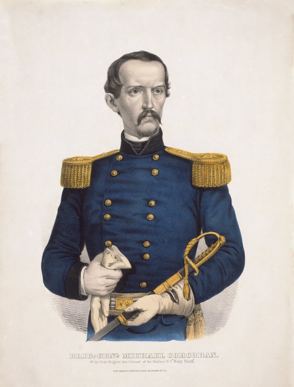 brig.-genl. Michael Corcoran - fra den irske brigade afdøde oberst i det galante N.Y. Sixty Ninth, pub. 1860 af American School
