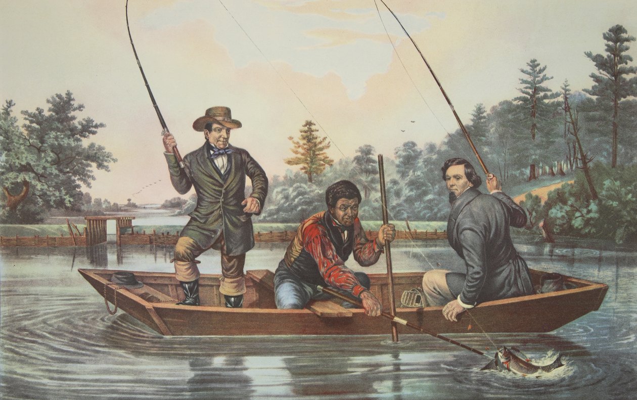 Catching A Trout, pub. 1854, Currier & Ives af American School