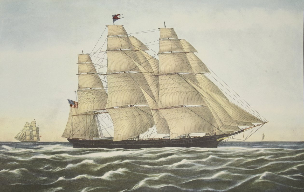 Clipper Ship , Flying Cloud , pub. 1852, Currier & Ives af American School