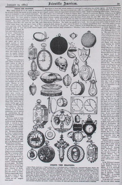Curious Time Measurers, fra Scientific American, 15. januar 1881 af American School