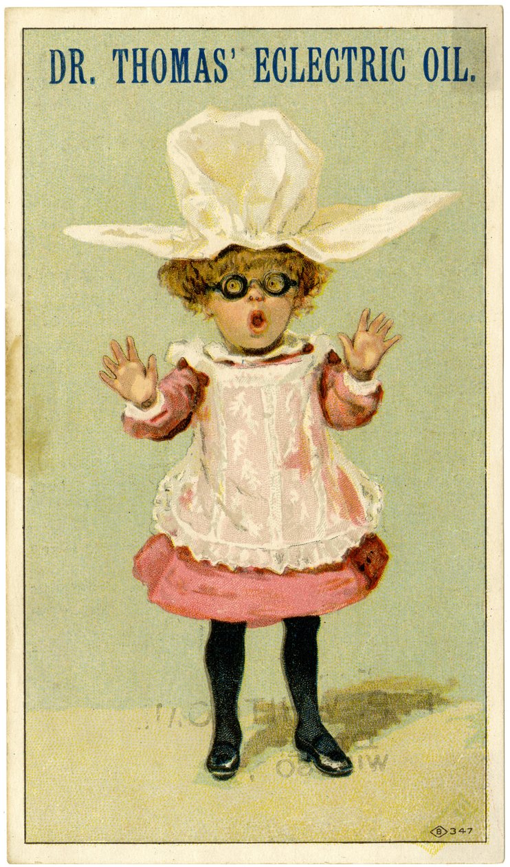 Dr. Thomas Eclectric Oil [varekort], ca. 1880-1910 (farve litho [varekort]) af American School