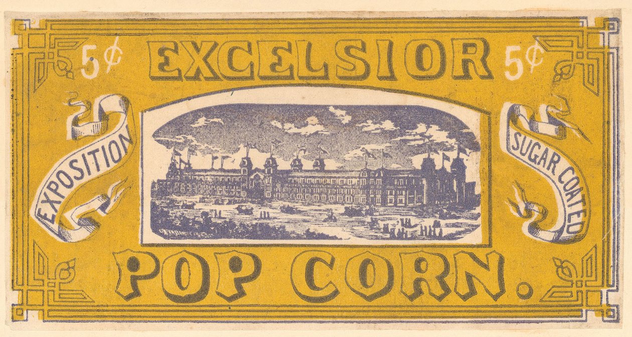 Excelsior Popcorn tradecard, Centennial Exhibition, Philadelphia, 1876 af American School