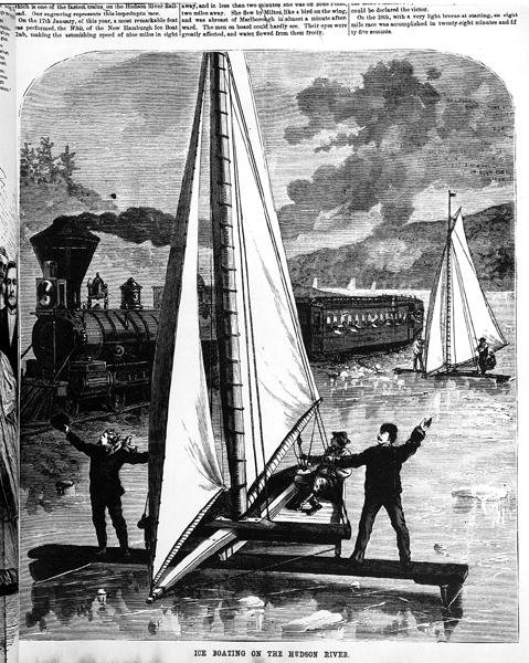 Isbåd på Hudson-floden, 1872 af American School